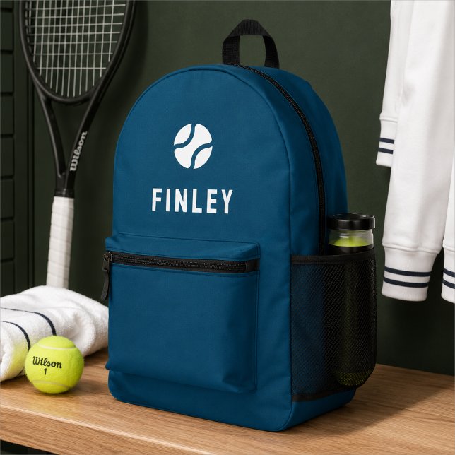 Tennis Backpack | Player Name Sports Kit Bag (Personalized tennis backpack with player name and ball icon for court practice days.)