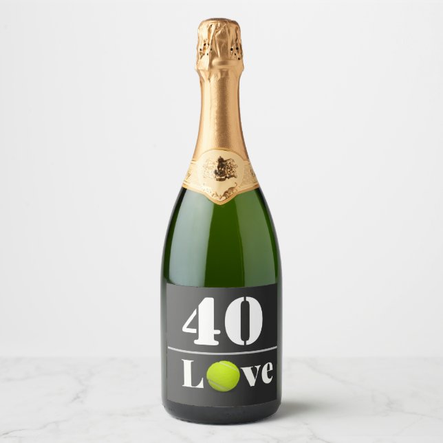Tennis Ball 40th Birthday with love   Sparkling Wine Label (Front)
