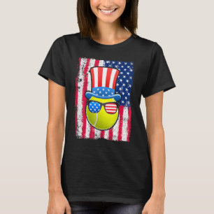 Tennis Ball American Flag 4th Of July T-Shirt