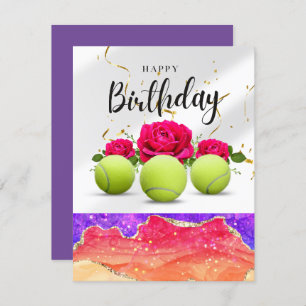 Tennis ball and Flowers for Player Birthday Card