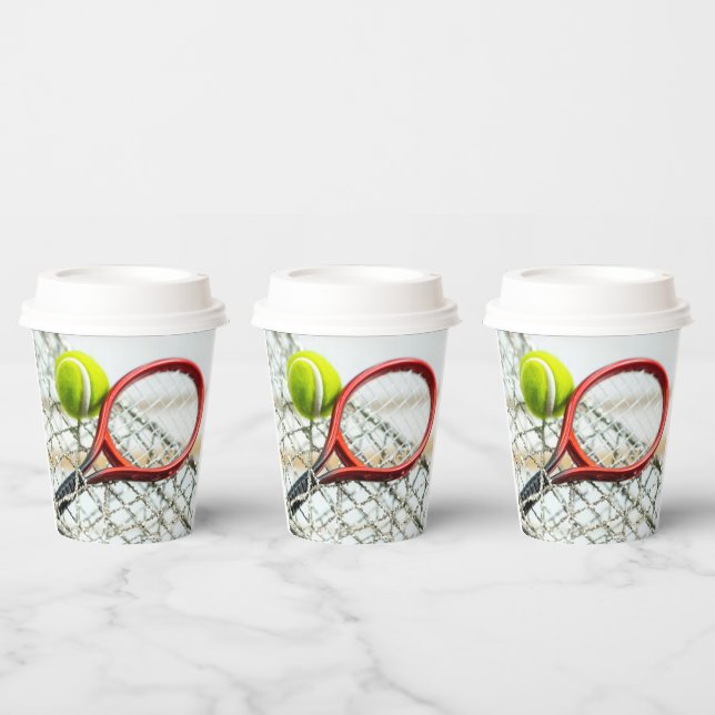 Tennis ball and racket life is better on the court paper cups (Multi)