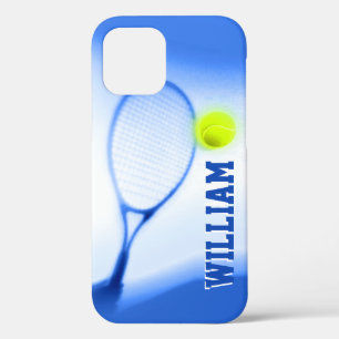 Tennis ball and racket sports blue yellow iPhone 12 pro case