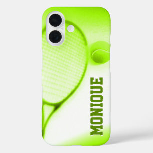Tennis ball and racket sports green iPhone 16 case