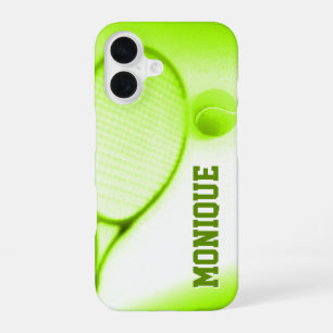 Tennis ball and racket sports green iPhone 16 case