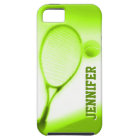 Tennis ball and racket sports green iphone case