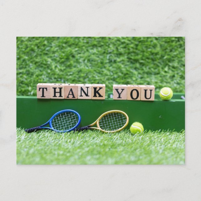 Tennis ball and racket  Thank you coach or player  Postcard (Front)