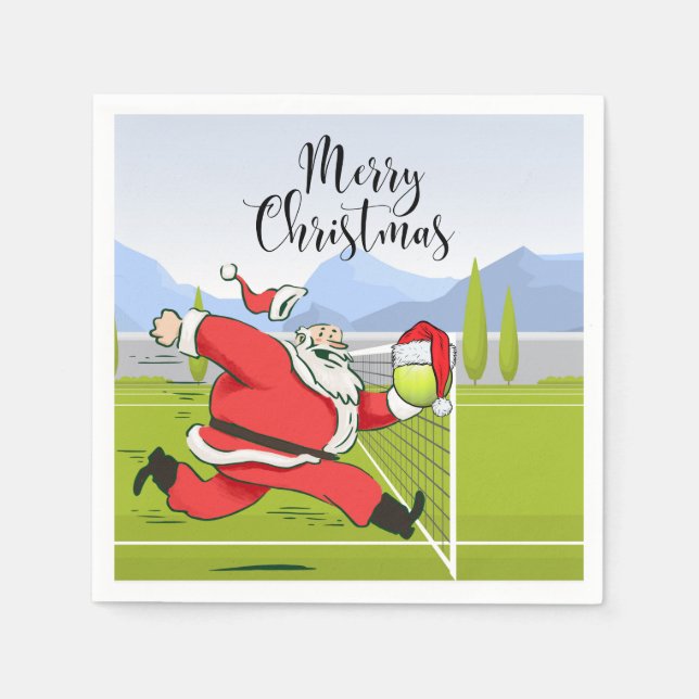 Tennis ball and  Santa Claus for Christmas Party Napkin (Front)