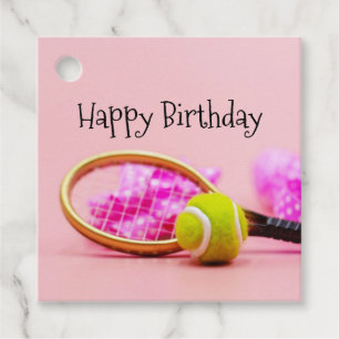 Tennis ball birthday with racket birthday favour favour tags