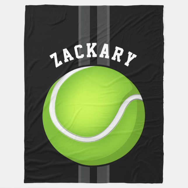 Tennis Ball Black Fleece Blanket (Front)
