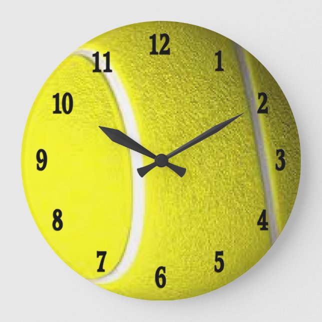 Tennis Ball Black Numbers Large Clock (Front)