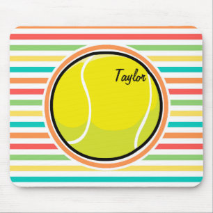 Tennis Ball; Bright Rainbow Stripes Mouse Pad