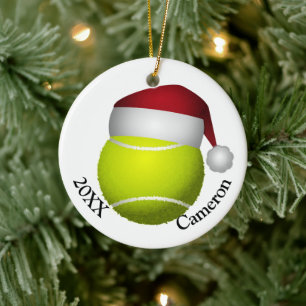 Tennis Ball Christmas Ceramic Tree Decoration