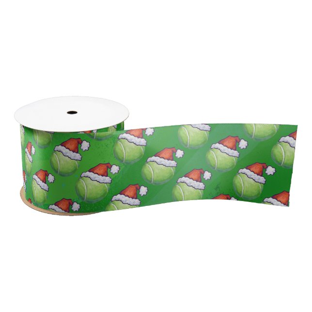 Tennis Ball Christmas Green Satin Ribbon (Spool)