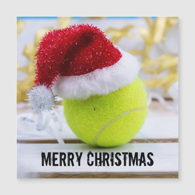 Tennis ball  Christmas Holiday with Santa Hat (Front)