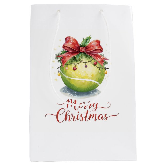Tennis Ball Christmas  Medium Gift Bag (Front)