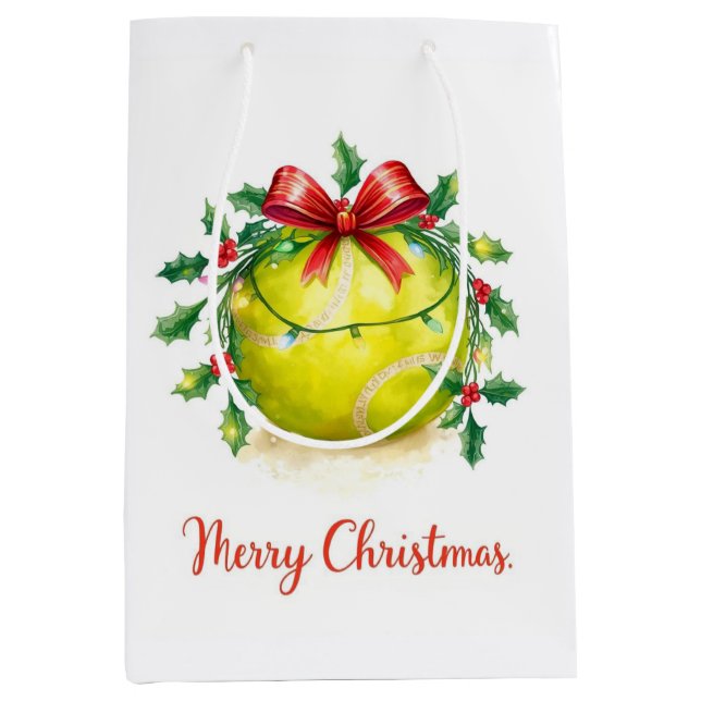 Tennis Ball Christmas  Medium Gift Bag (Front)