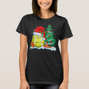 Tennis Ball Christmas - Tennis Ball Wearing Santa T-Shirt