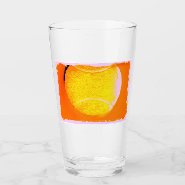 Tennis Ball Colourful Orange Yellow Pink Glass Cup (Front)