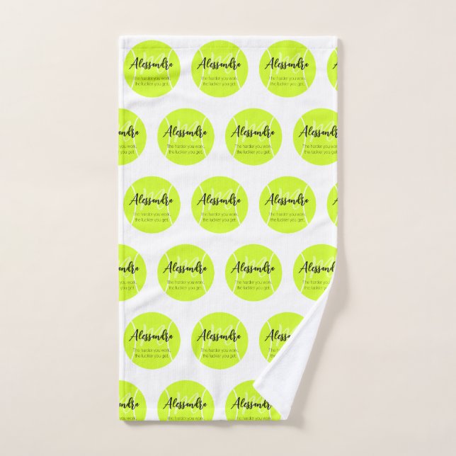 Tennis ball custom name & text hand towel (Hand Towel)