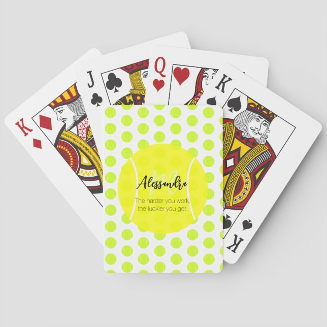 Tennis ball custom name & text playing cards (Back)