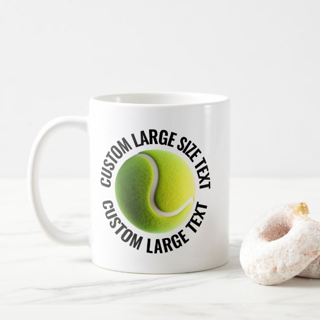 Tennis Ball Custom Personalised Text 11 oz. Coffee Mug (With Donut)