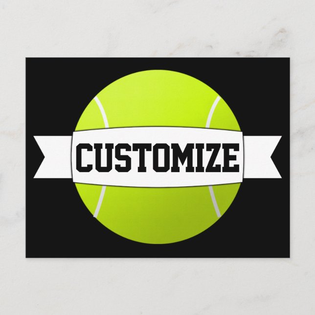 Tennis Ball Custom Text & Team Colour Sports Postcard (Front)