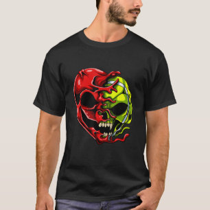 Tennis Ball Heart Skull Valentines Day Sports Love T-Shirt
