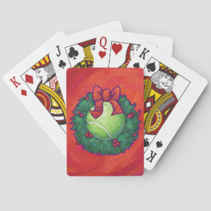 Tennis Ball in Wreath on Red Playing Cards