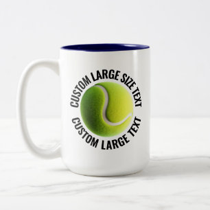 Tennis Ball & Large Text NAVY BLUE 15oz Custom Two-Tone Coffee Mug