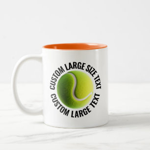 Tennis Ball & Large Text ORANGE 11oz Custom Two-Tone Coffee Mug