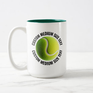 Tennis Ball & Medium Text HUNTER GREEN 15oz Custom Two-Tone Coffee Mug