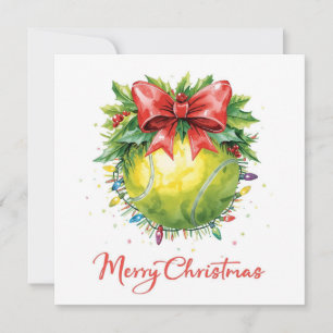 Tennis Ball Merry Christmas Holiday  Card