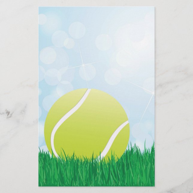 tennis ball on grass stationery (Front)