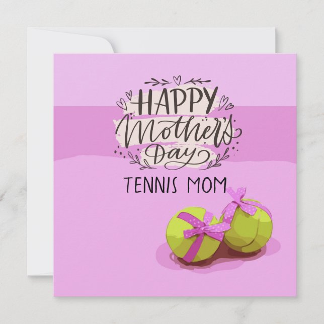 Tennis ball on pink for Tennis Mum Mother's Day    Card (Front)