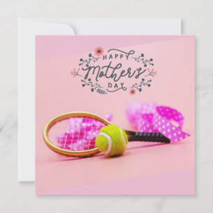 Tennis ball on pink for Tennis Mum Mother's Day Card