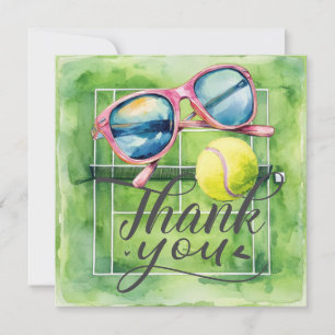 Tennis Ball on Tennis Court Thank You Card