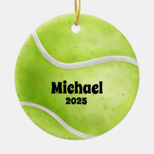 Tennis Ball Ornament, Ornament, Kids Sports Ceramic Tree Decoration
