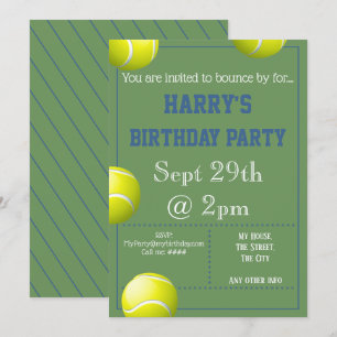 Tennis Ball Party Invitation Editable