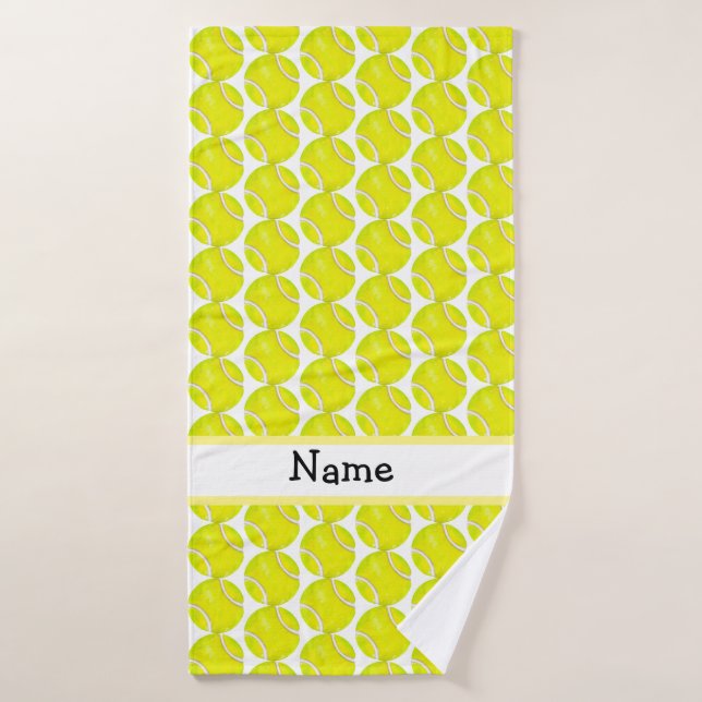 Tennis ball pattern for Player with name Bath Towel (Bath Towel)