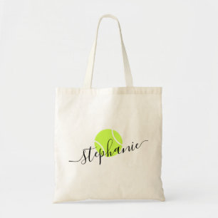 Tennis Ball Personalised Script Name Tote Bag