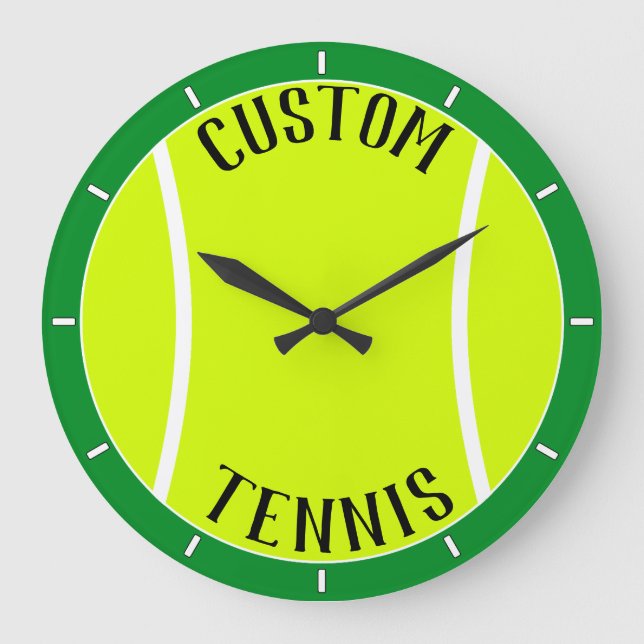 Tennis Ball Personalised Text and Colour Wall Large Clock (Front)