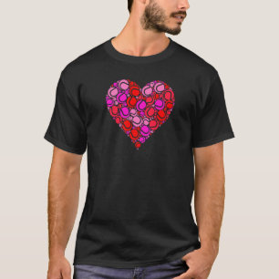 Tennis Ball Pink Red Heart Shape For Player Valent T-Shirt