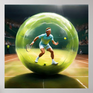 Tennis Ball Player On Court, Poster