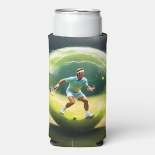 Tennis Ball Player On Court,   Seltzer Can Cooler