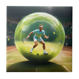 Tennis Ball Player On Court, Tile