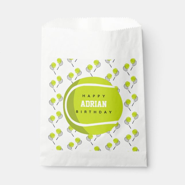 Tennis Ball & Racket Racquet Birthday Party  Favour Bags (Front)