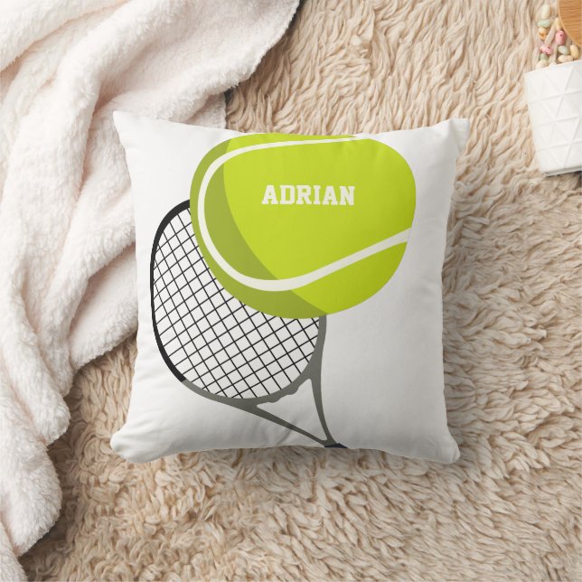 Tennis Ball & Racket Racquet Personalised  Cushion (Blanket)