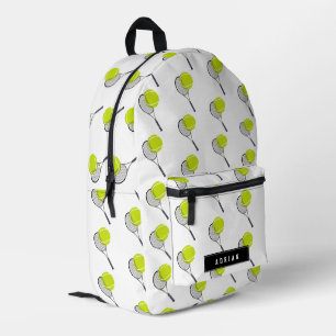 Tennis Ball & Racket Racquet Personalised Name Printed Backpack