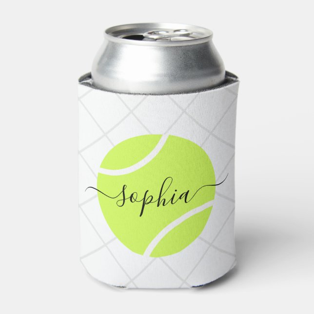 Tennis Ball Script Monogram Personalised Can Cooler (Can Front)