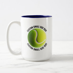 Tennis Ball & Small Text NAVY BLUE 15oz Custom Two-Tone Coffee Mug